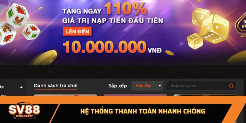 Hệ thống thanh toán nhanh chóng